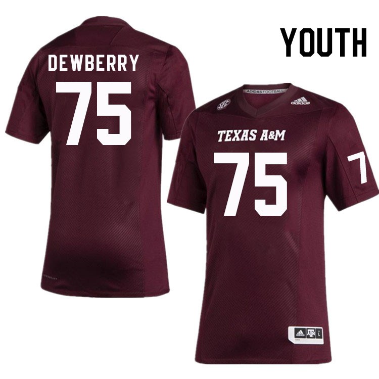 Youth #75 Kam Dewberry Texas A&M Aggies College Football Jerseys Stitched Sale-Maroon